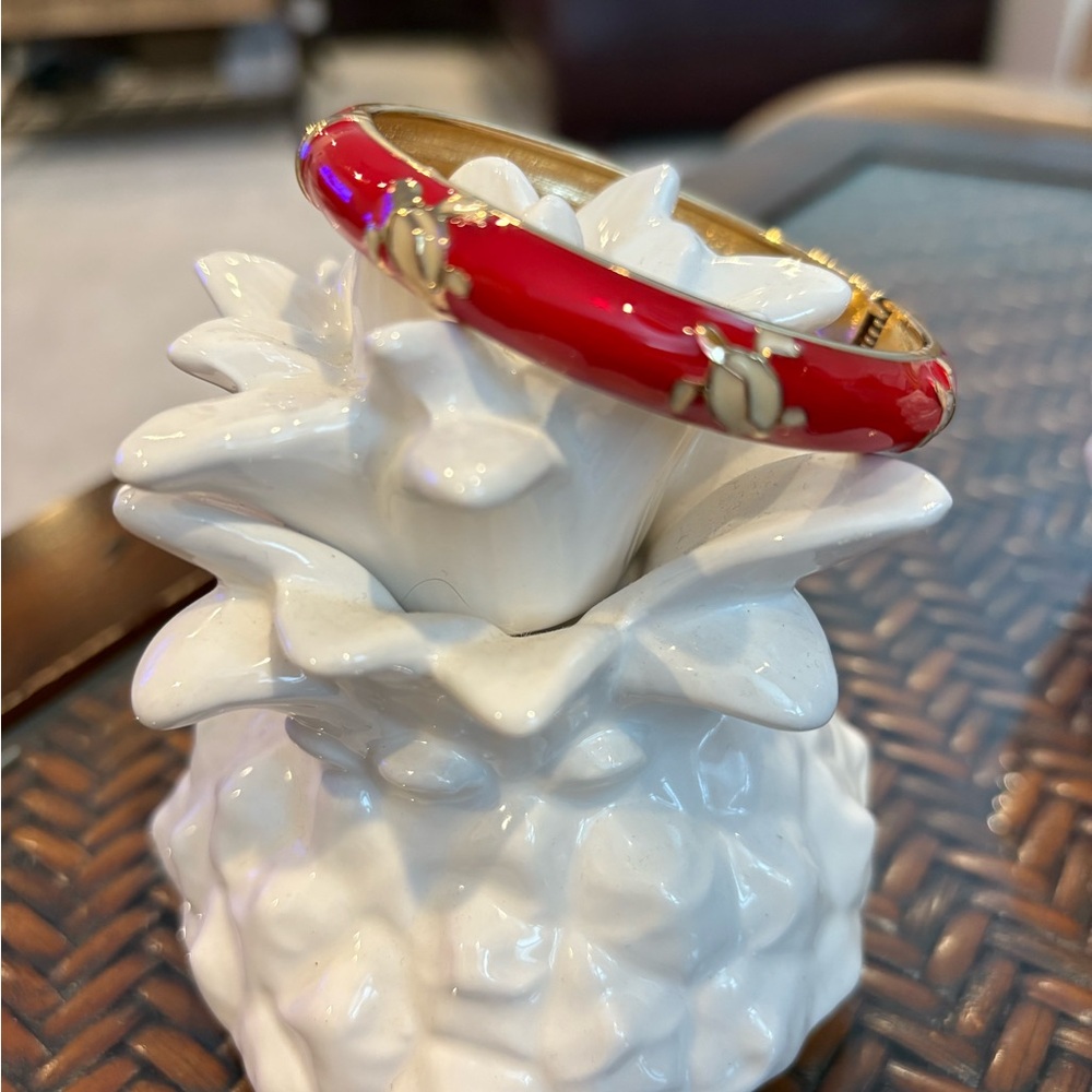 Red and Gold Bangle Enamel Turtle Bracelet